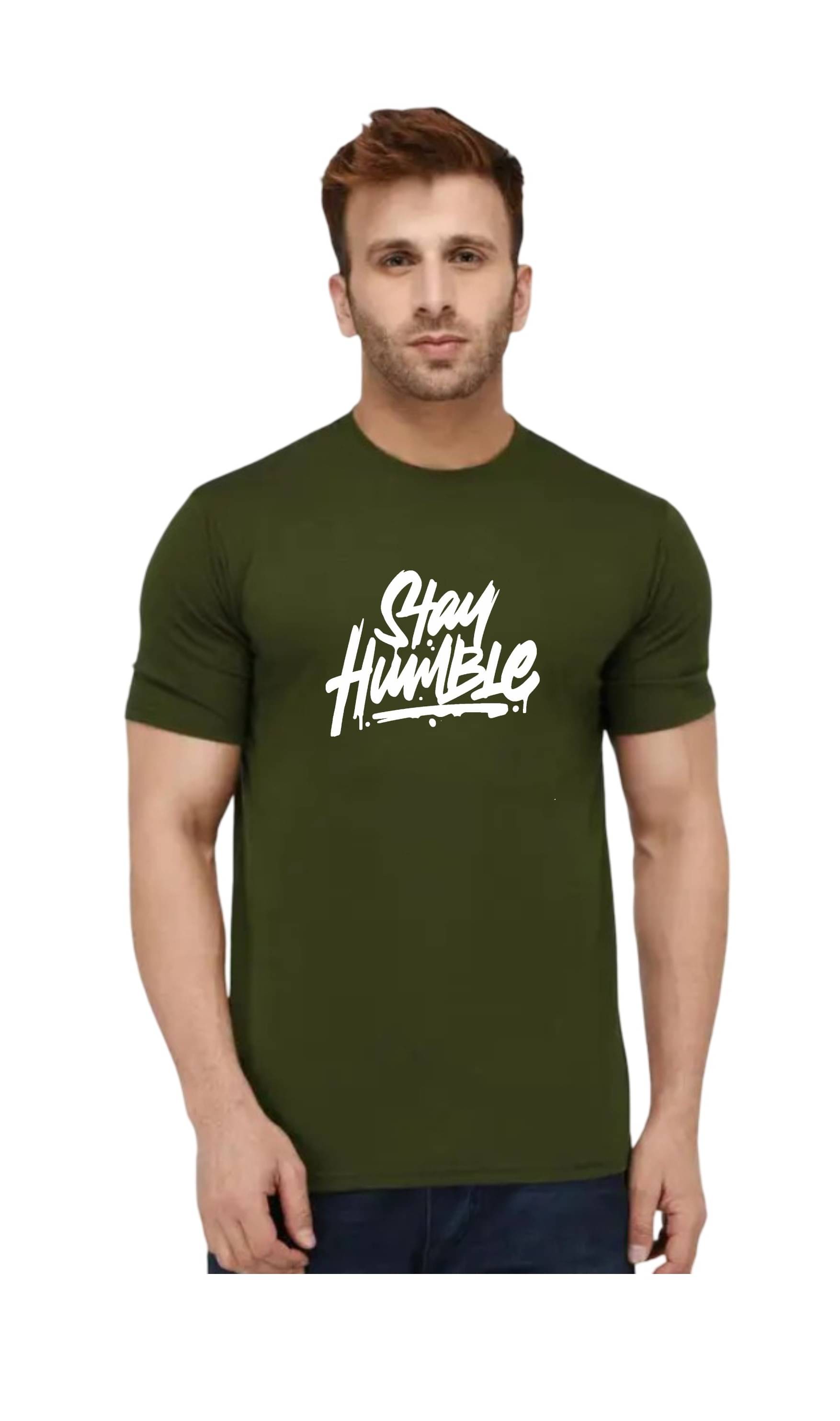    			GARBFEB Men Cotton Blend Regular Fit Printed T-Shirt ( Olive Green )