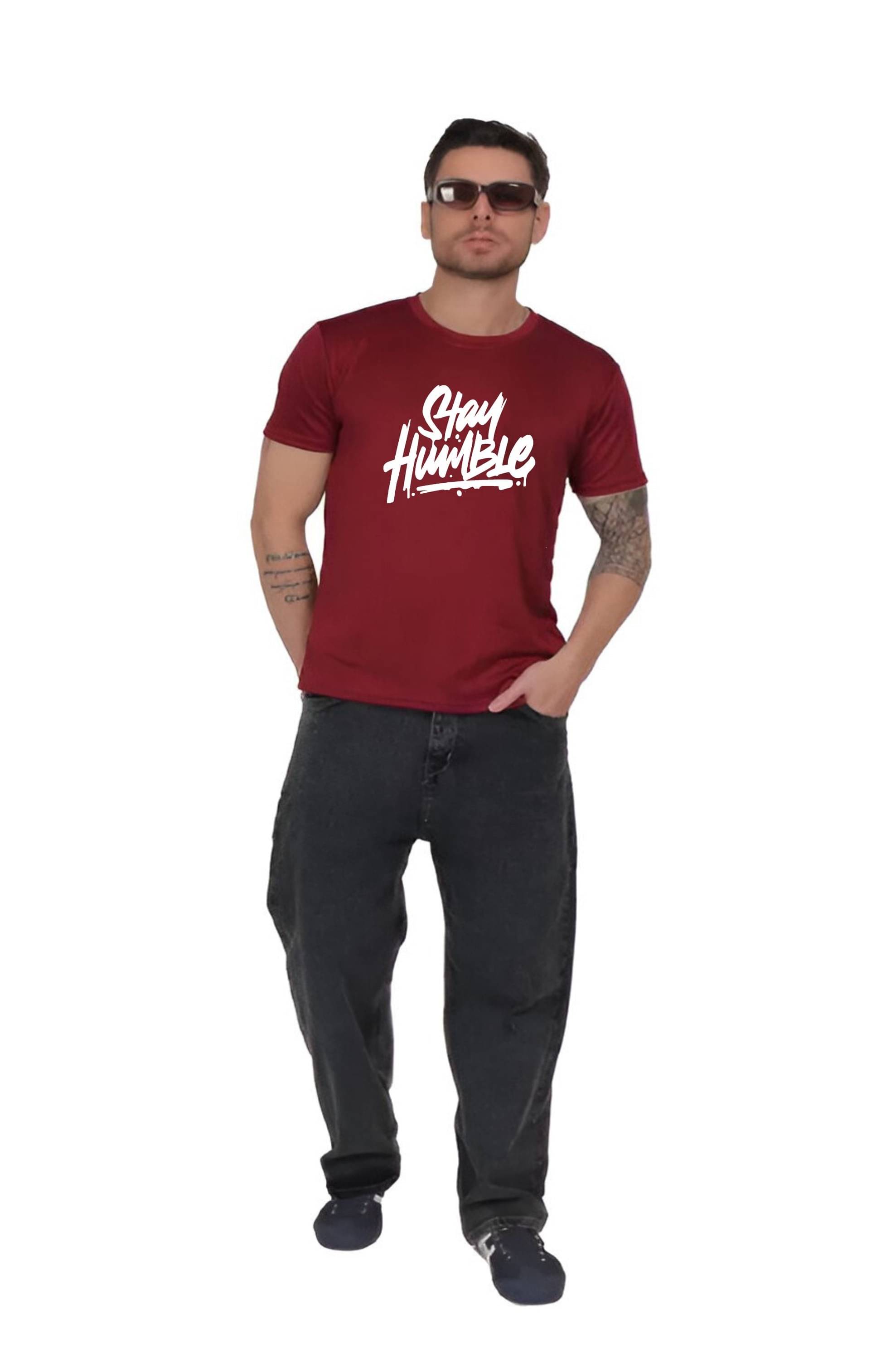     			GARBFEB Men Cotton Blend Regular Fit Printed T-Shirt ( Maroon )