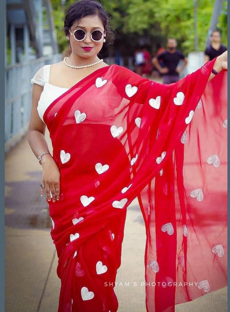 GENERIC 0 Georgette Embroidered Banarasi saree With Unstitched Blouse Piece ( Red ) GENERIC 0 Georgette Embroidered Banarasi saree With Unstitched Blouse Piece ( Red )