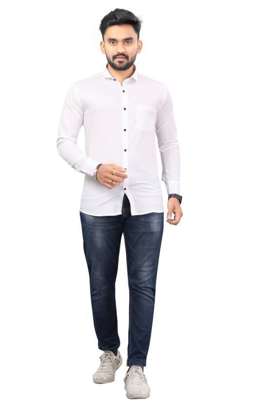     			Gunatit Enterprise Linen Regular Fit Solids Full Sleeves Men's Casual Shirt - White ( Pack of 1 )