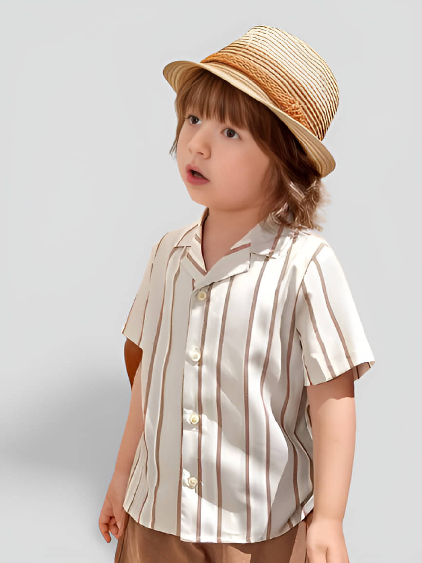     			HIBKI Pack of 1 Boys Cotton Blend Shirt & Shorts Set ( Brown )