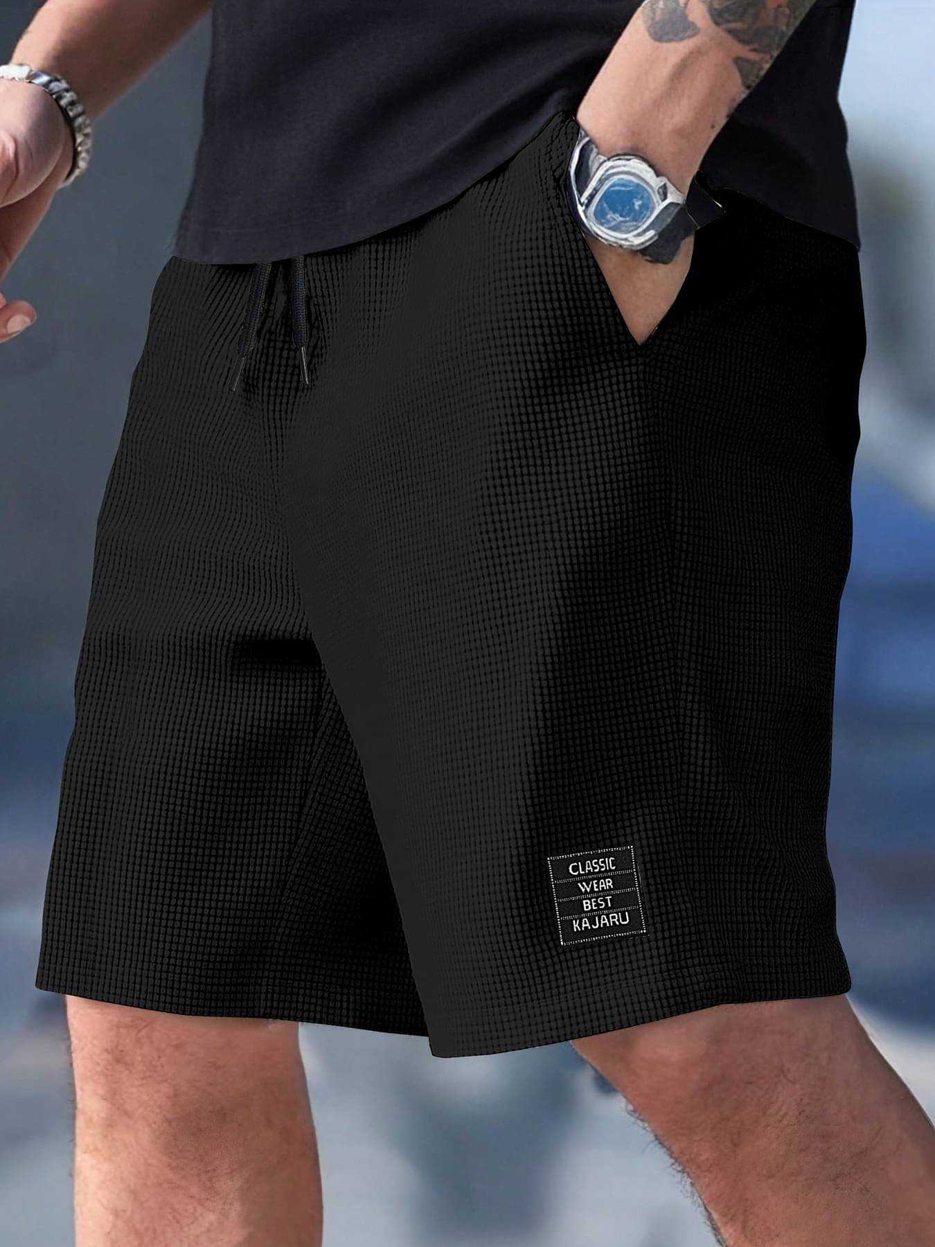 KAJARU Black Polyester Blend Men's Shorts ( Pack of 1 )     			KAJARU Black Polyester Blend Men's Shorts ( Pack of 1 )