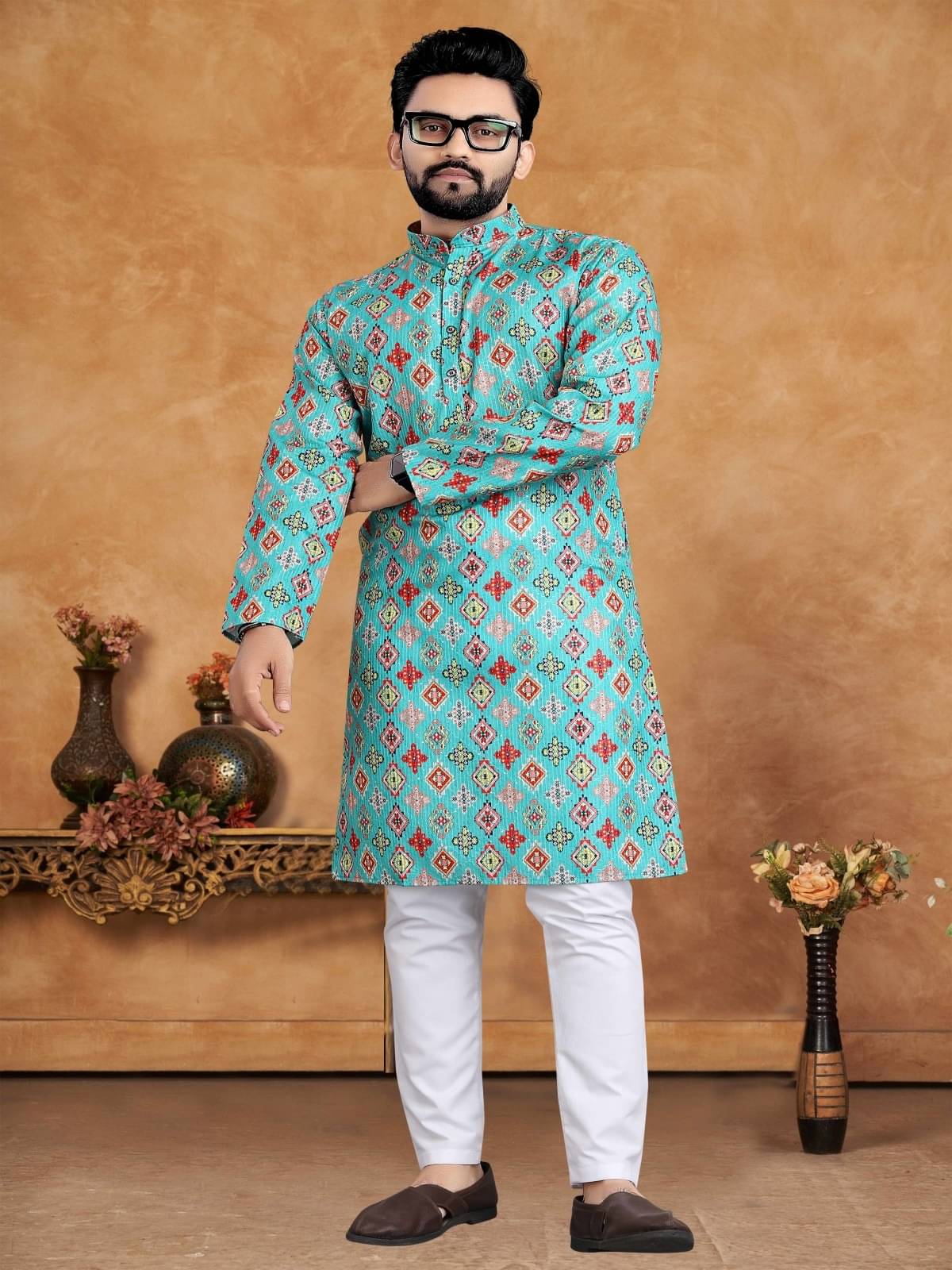     			KC Kunj Creation Green Cotton Men's Regular Kurta ( Pack of 1 )