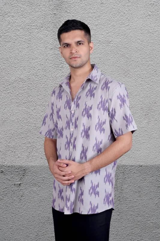     			KRIVA Cotton Blend Regular Fit Printed Half Sleeves Men's Casual Shirt - Lavender ( Pack of 1 )