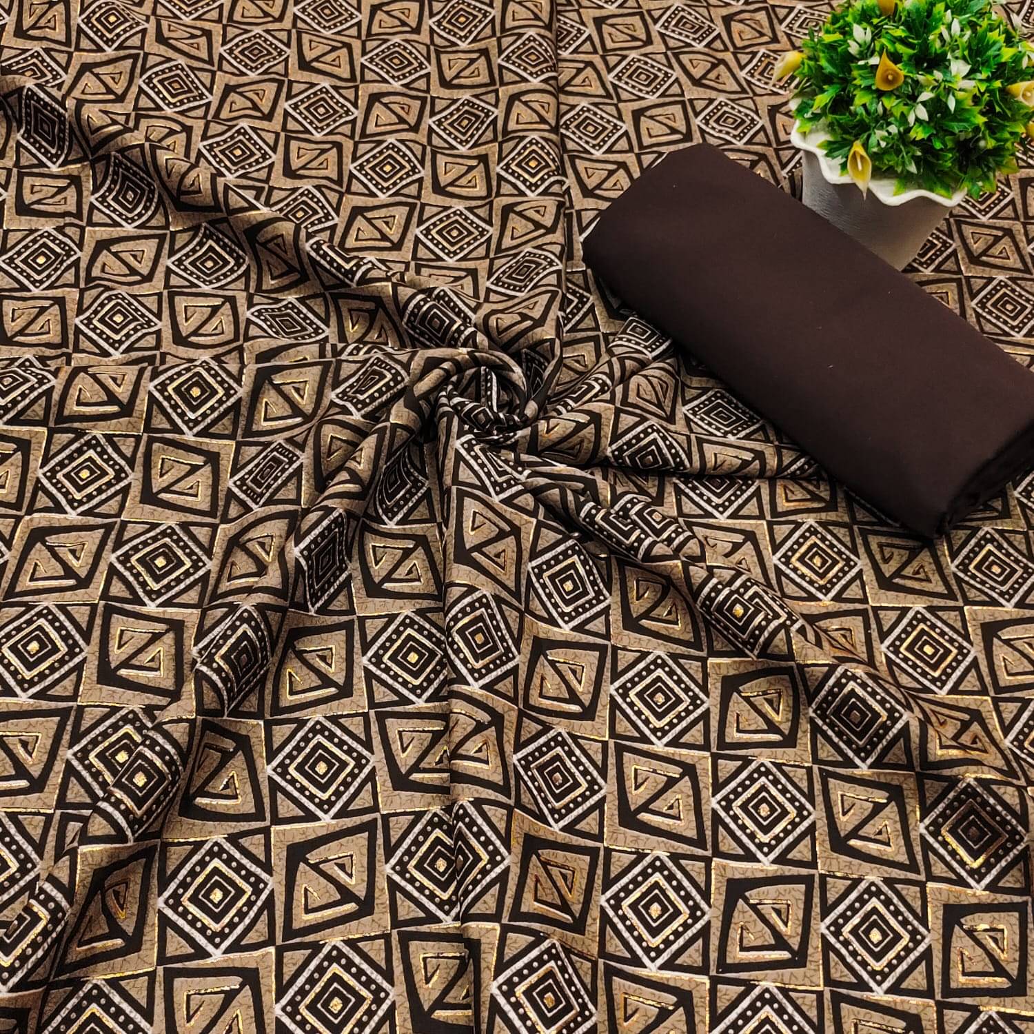 Khushi Fashion Women Rayon Unstitched Dress Material ( Coffee ) Khushi Fashion Women Rayon Unstitched Dress Material ( Coffee )