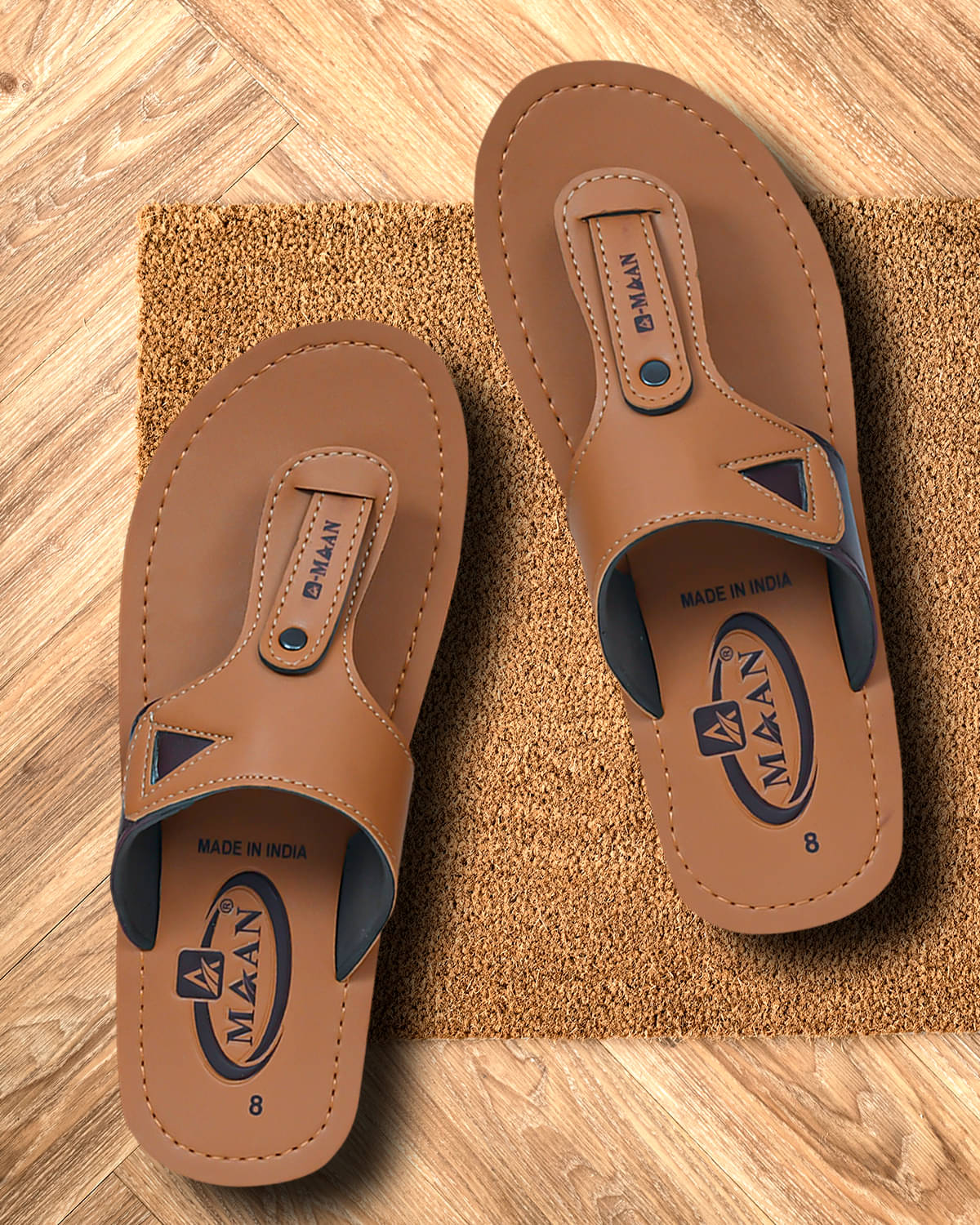     			MAAN Tan Men's Thong Flip Flop