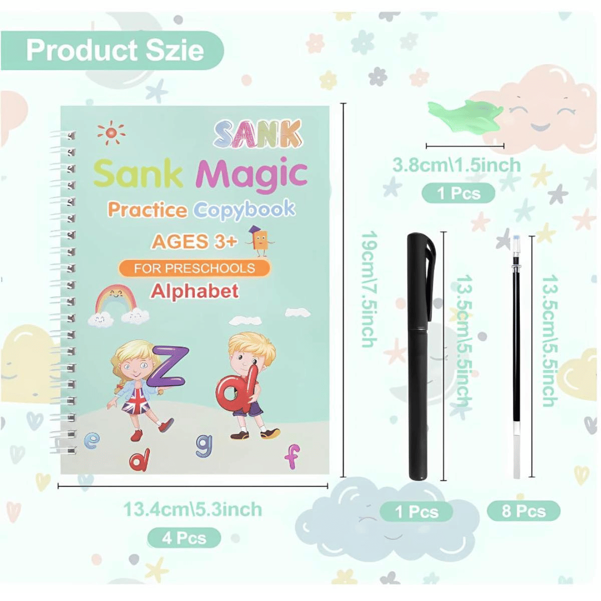     			Magic Practice Copybook (4 Books +10 Refills + 1Grip +1 Pen) - magic book, magic practice book, sank magic practice book, magic practice copybook, sank magic practice copybook, magic book for kids