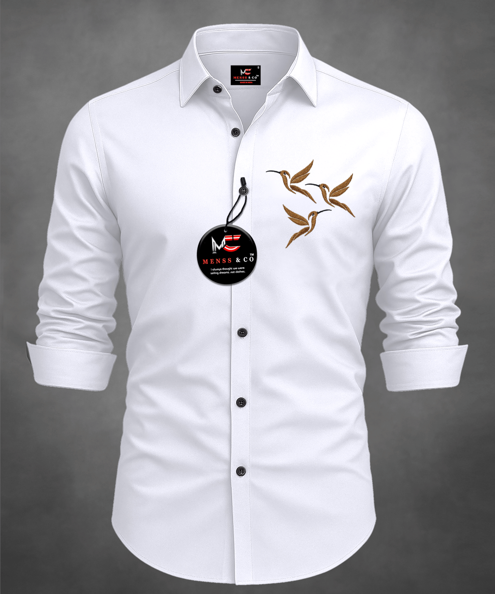     			Menss & co 100% Cotton Regular Fit Embroidered Full Sleeves Men's Casual Shirt - White ( Pack of 1 )