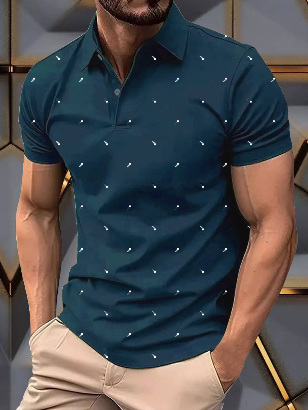 Merriment Men Cotton Blend Regular Fit Printed Polo T Shirt ( Indigo ) Merriment Men Cotton Blend Regular Fit Printed Polo T Shirt ( Indigo )