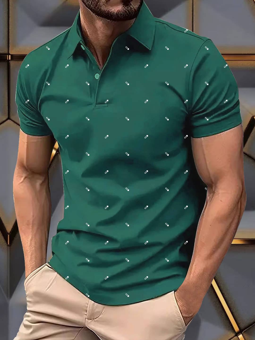 Merriment Men Cotton Blend Regular Fit Printed Polo T Shirt ( Green ) Merriment Men Cotton Blend Regular Fit Printed Polo T Shirt ( Green )