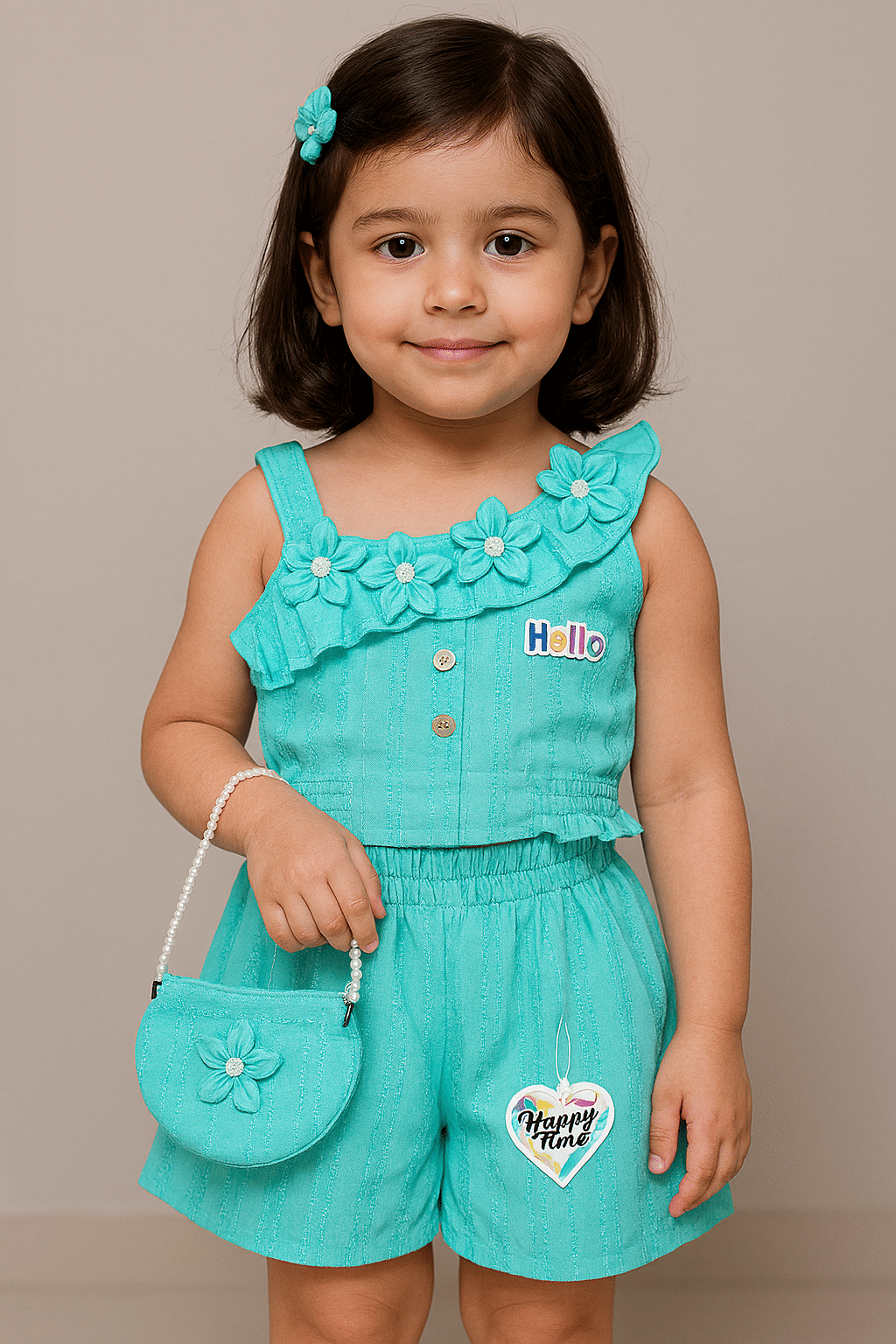     			New Collection Pack of 1 Baby Girls Cotton Blend Shirt & Shorts ( Green )