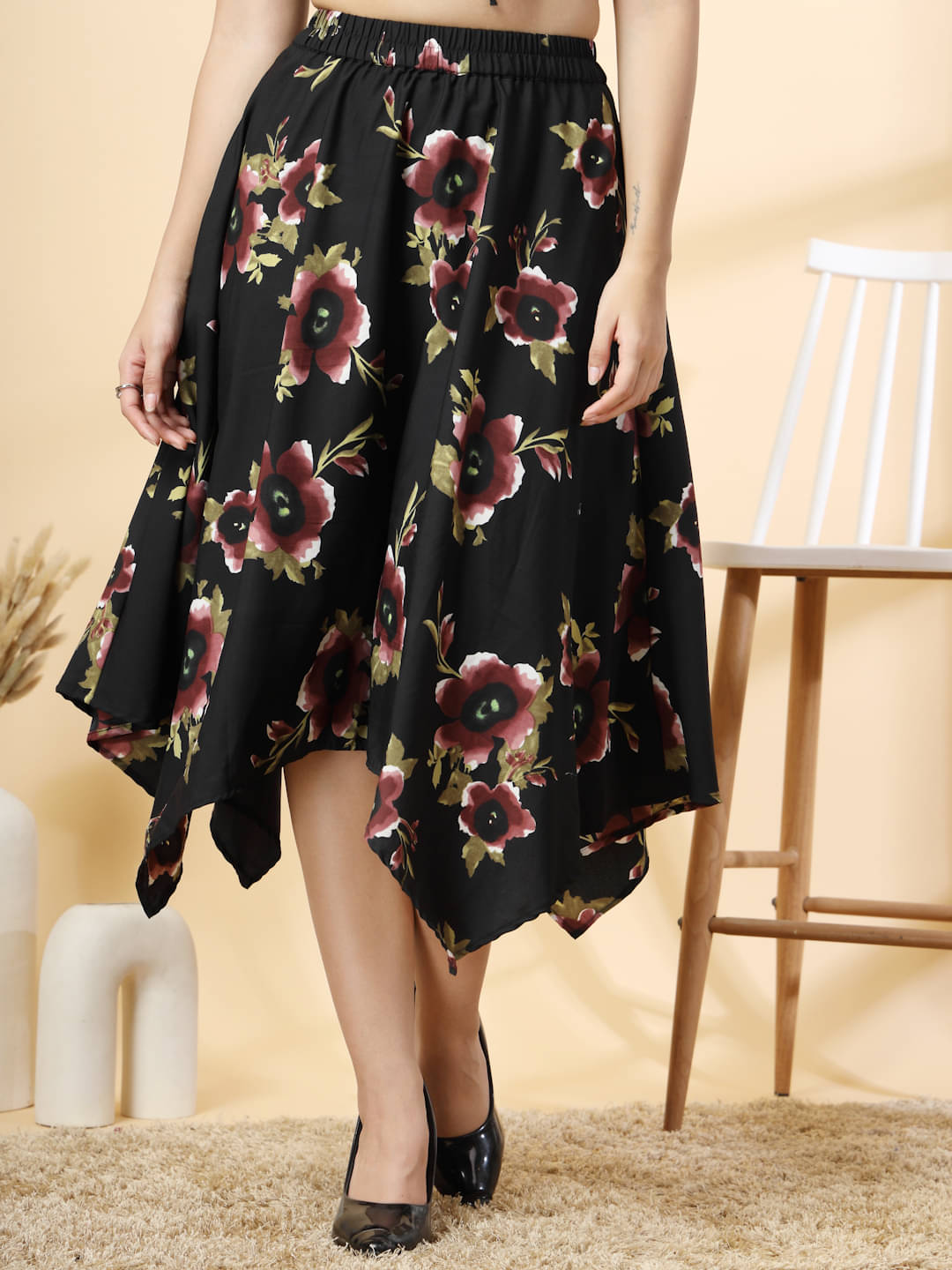 Oomph! Black Crepe Women's A-Line Skirt ( Pack of 1 )     			Oomph! Black Crepe Women's A-Line Skirt ( Pack of 1 )