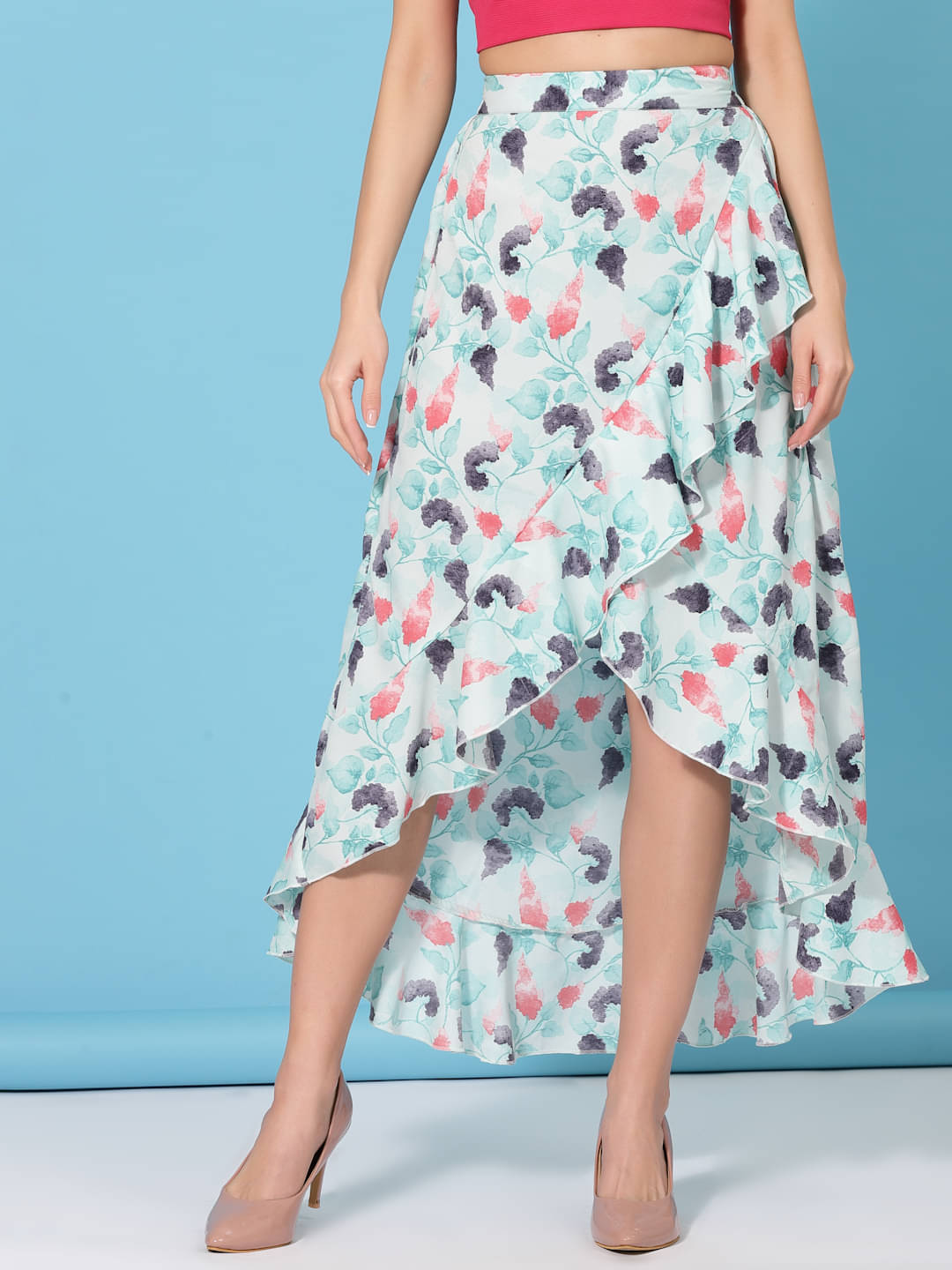     			Oomph! Blue Crepe Women's A-Line Skirt ( Pack of 1 )