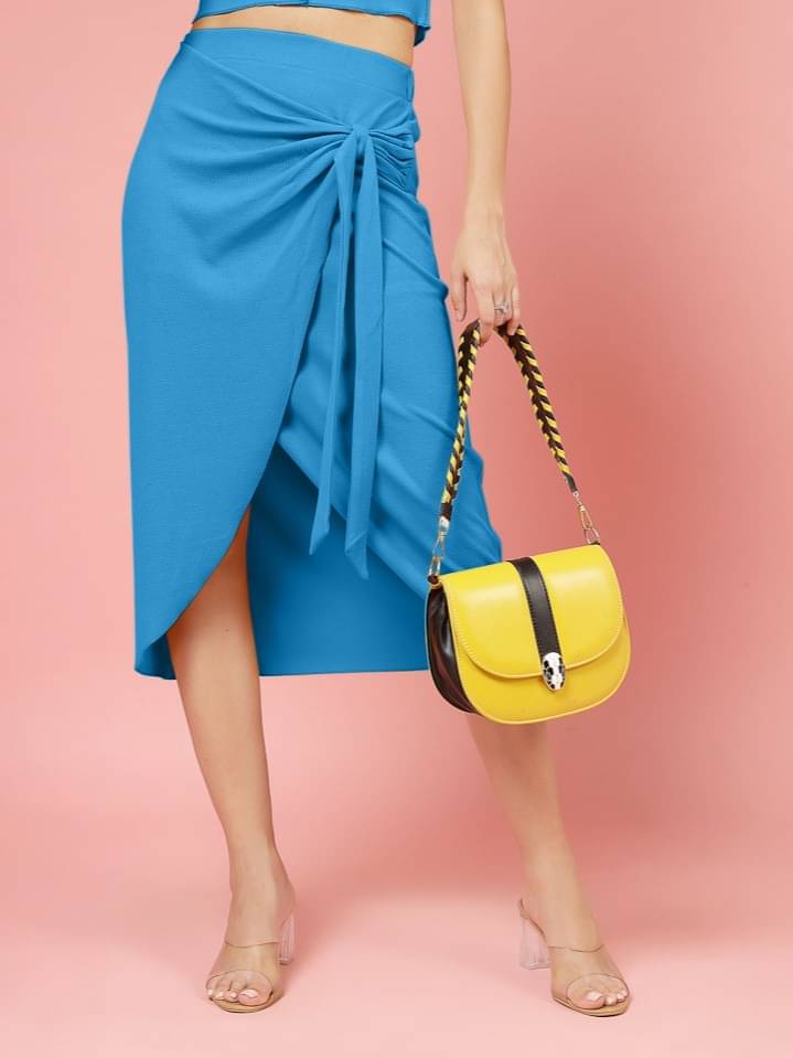     			Oomph! Blue Polyester Women's Wrap Skirt ( Pack of 1 )