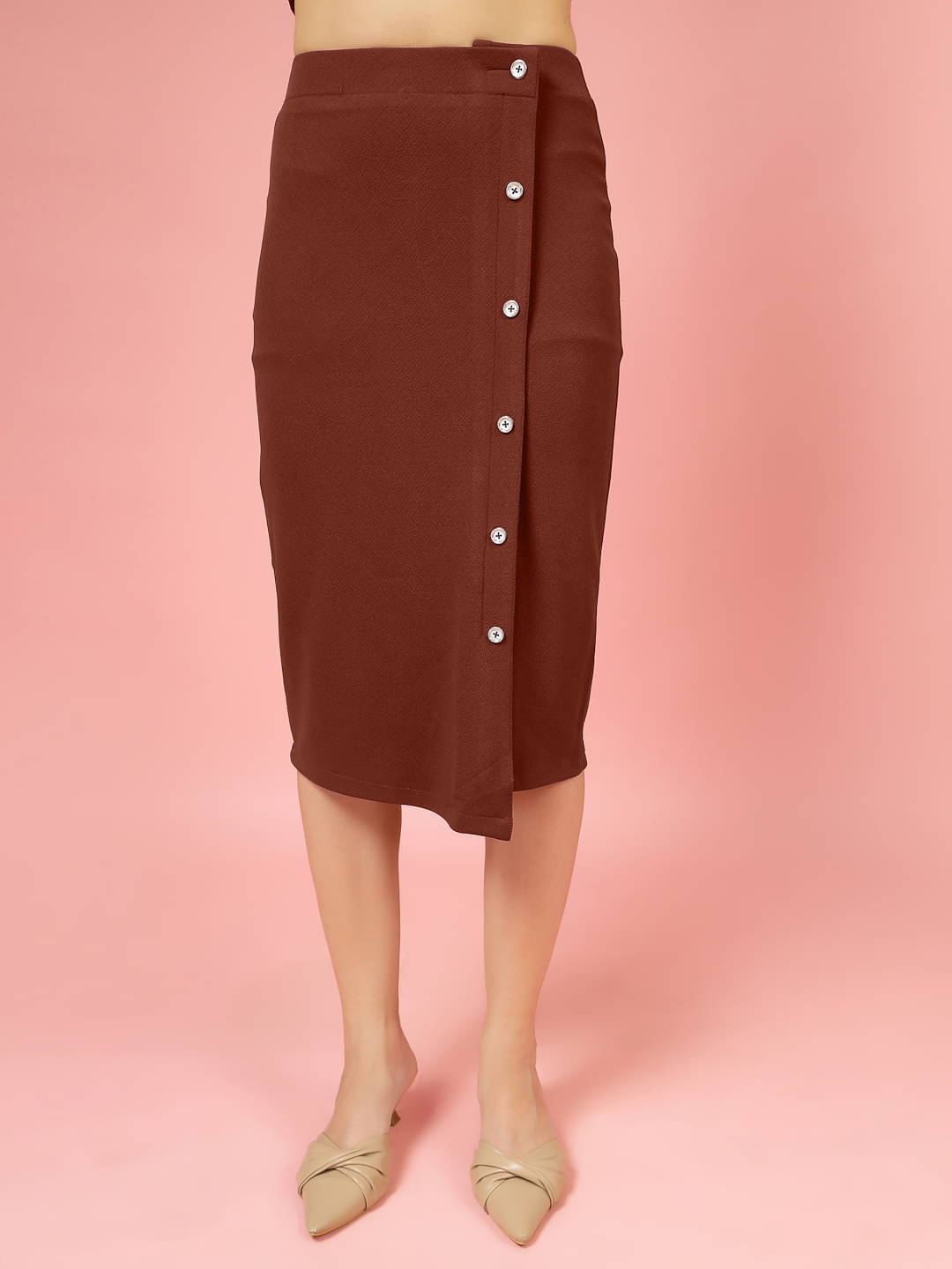 Oomph! Brown Polyester Women's Straight Skirts ( Pack of 1 ) Oomph! Brown Polyester Women's Straight Skirts ( Pack of 1 )