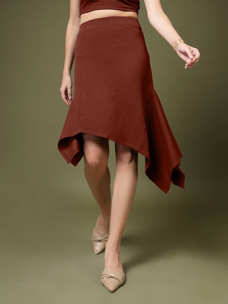 Oomph! Brown Polyester Women's A-Line Skirt ( Pack of 1 ) Oomph! Brown Polyester Women's A-Line Skirt ( Pack of 1 )
