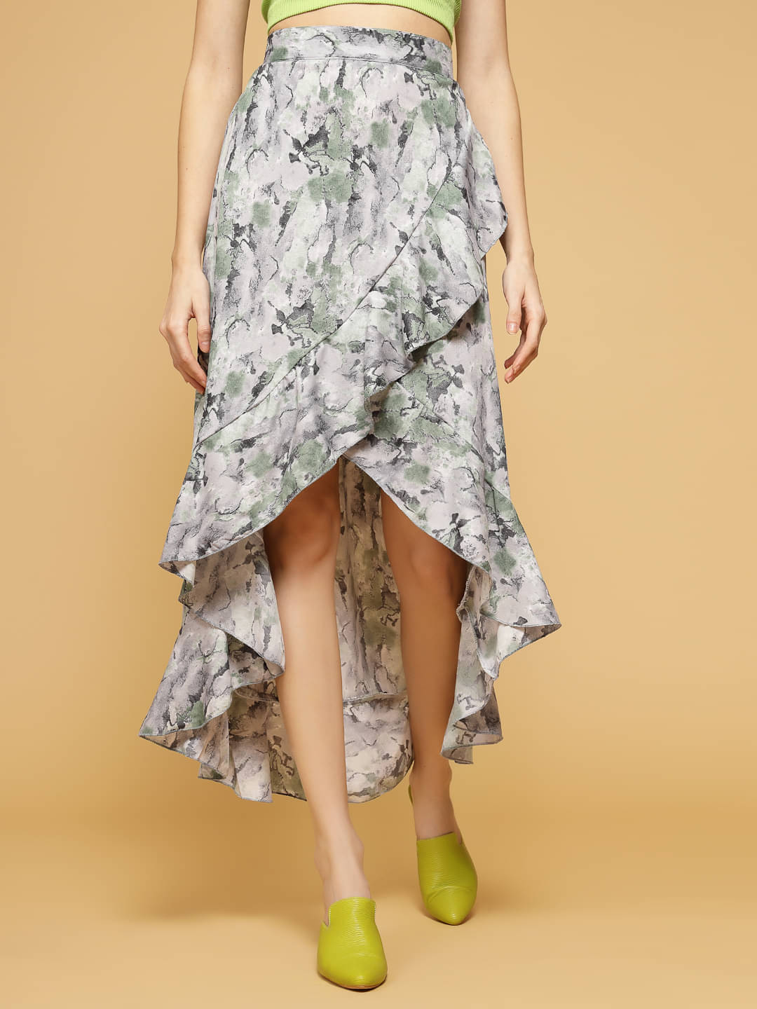     			Oomph! Green Crepe Women's A-Line Skirt ( Pack of 1 )