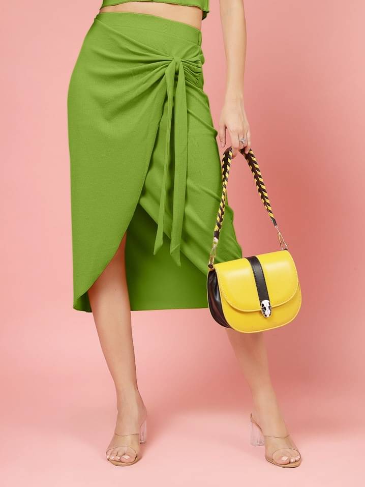     			Oomph! Green Polyester Women's Wrap Skirt ( Pack of 1 )