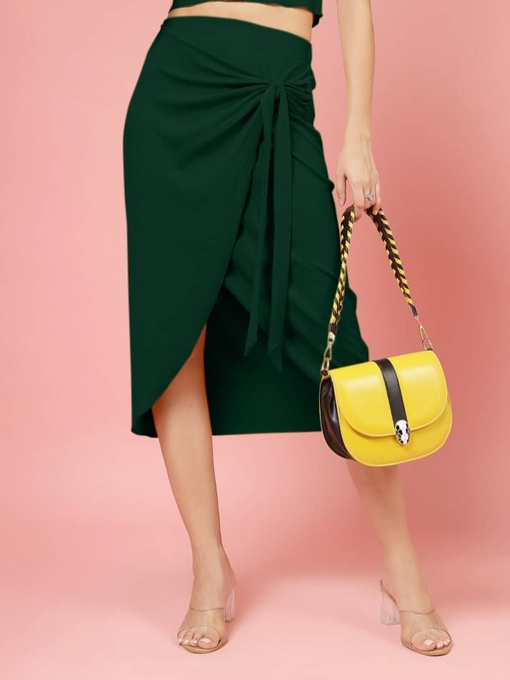     			Oomph! Green Polyester Women's Wrap Skirt ( Pack of 1 )