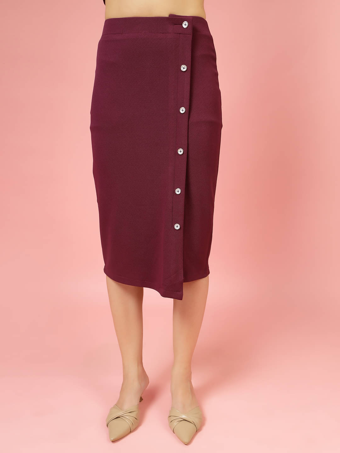Oomph! Purple Polyester Women's Straight Skirts ( Pack of 1 ) Oomph! Purple Polyester Women's Straight Skirts ( Pack of 1 )