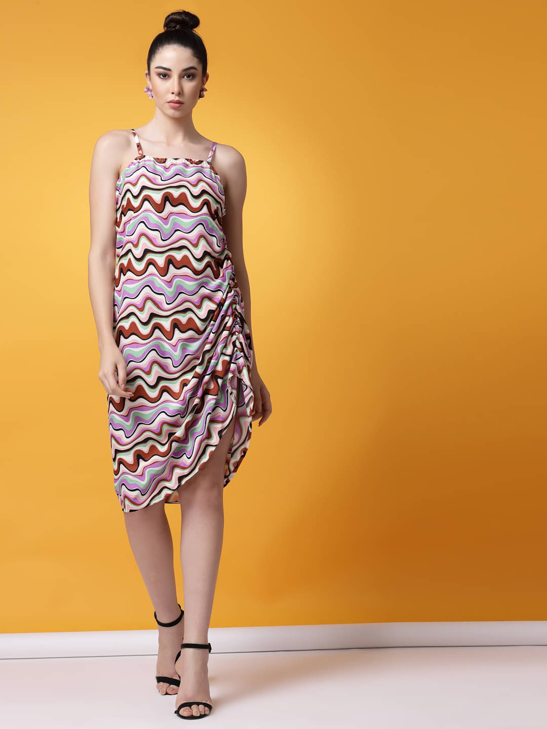     			Oomph! Women Crepe Printed A-line Dress ( Multicolor )