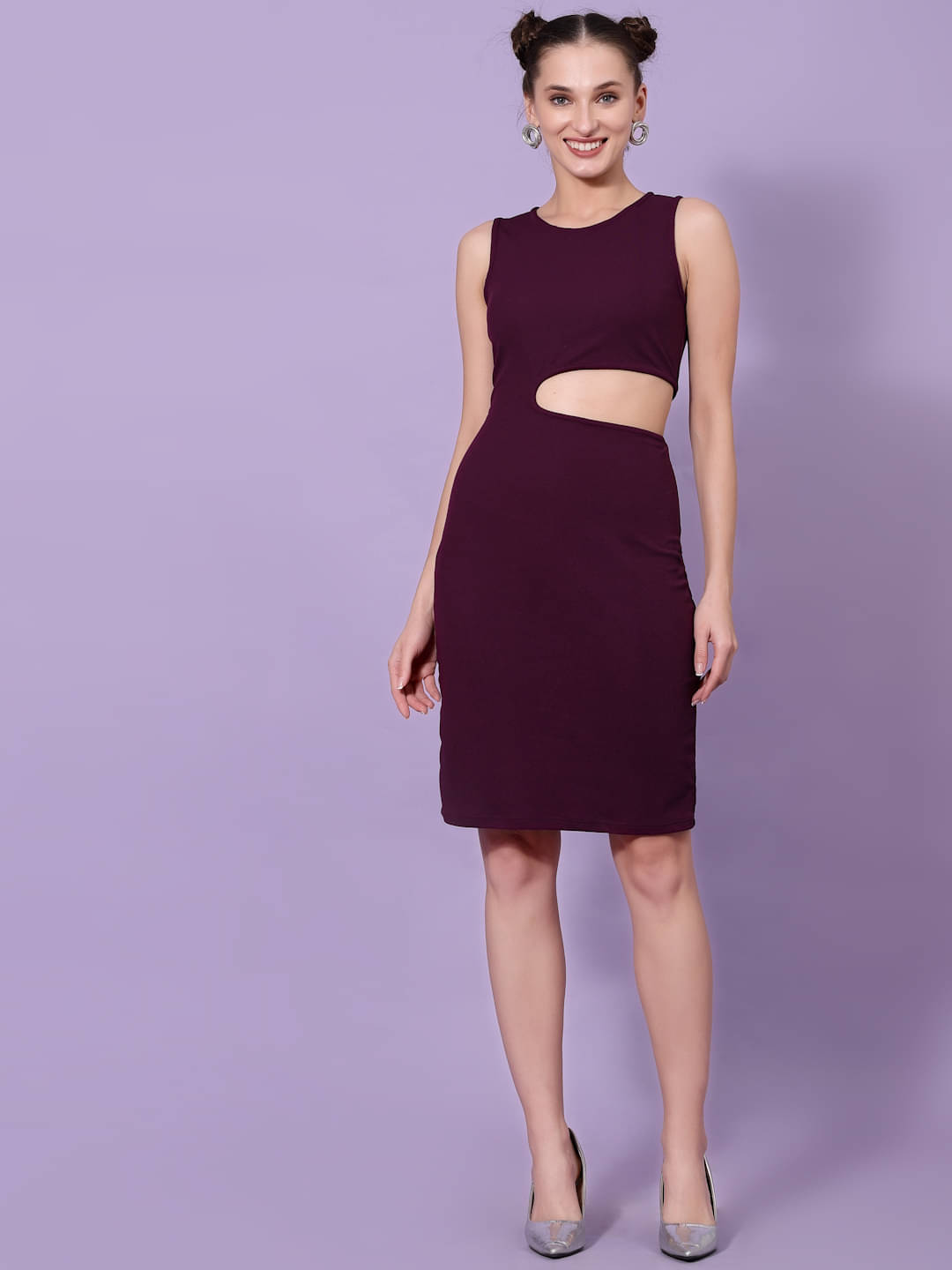 Oomph! Women lycra Solid Bodycon Dress ( Purple )     			Oomph! Women lycra Solid Bodycon Dress ( Purple )