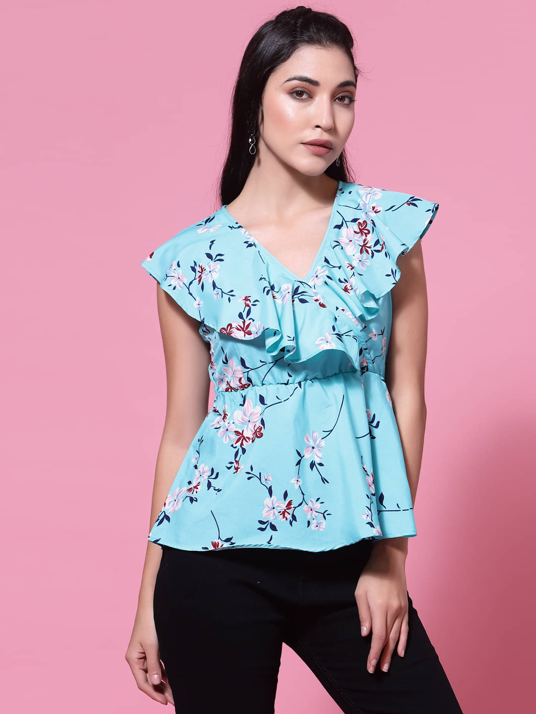 Oomph! Women's Crepe Twisted Top ( Green ) Oomph! Women's Crepe Twisted Top ( Green )
