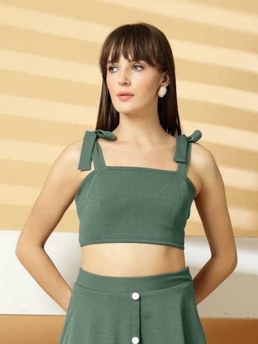 Oomph! Women's Lycra Crop Top ( Green ) Oomph! Women's Lycra Crop Top ( Green )