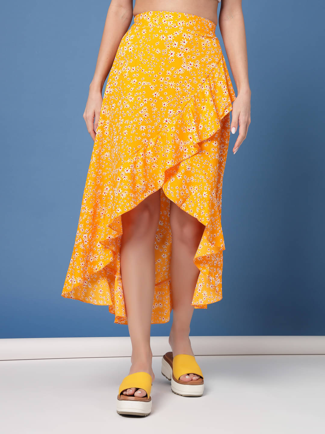 Oomph! Yellow Crepe Women's A-Line Skirt ( Pack of 1 ) Oomph! Yellow Crepe Women's A-Line Skirt ( Pack of 1 )