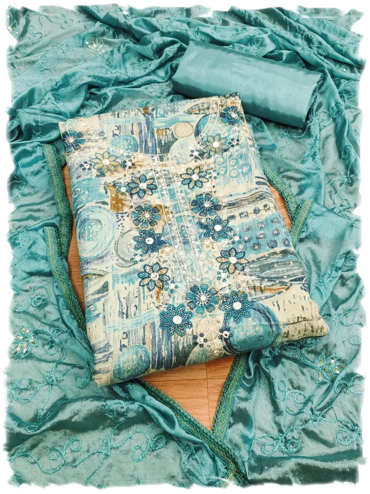 Panbai sarees Women Cotton Unstitched Dress Material ( Blue ) Panbai sarees Women Cotton Unstitched Dress Material ( Blue )