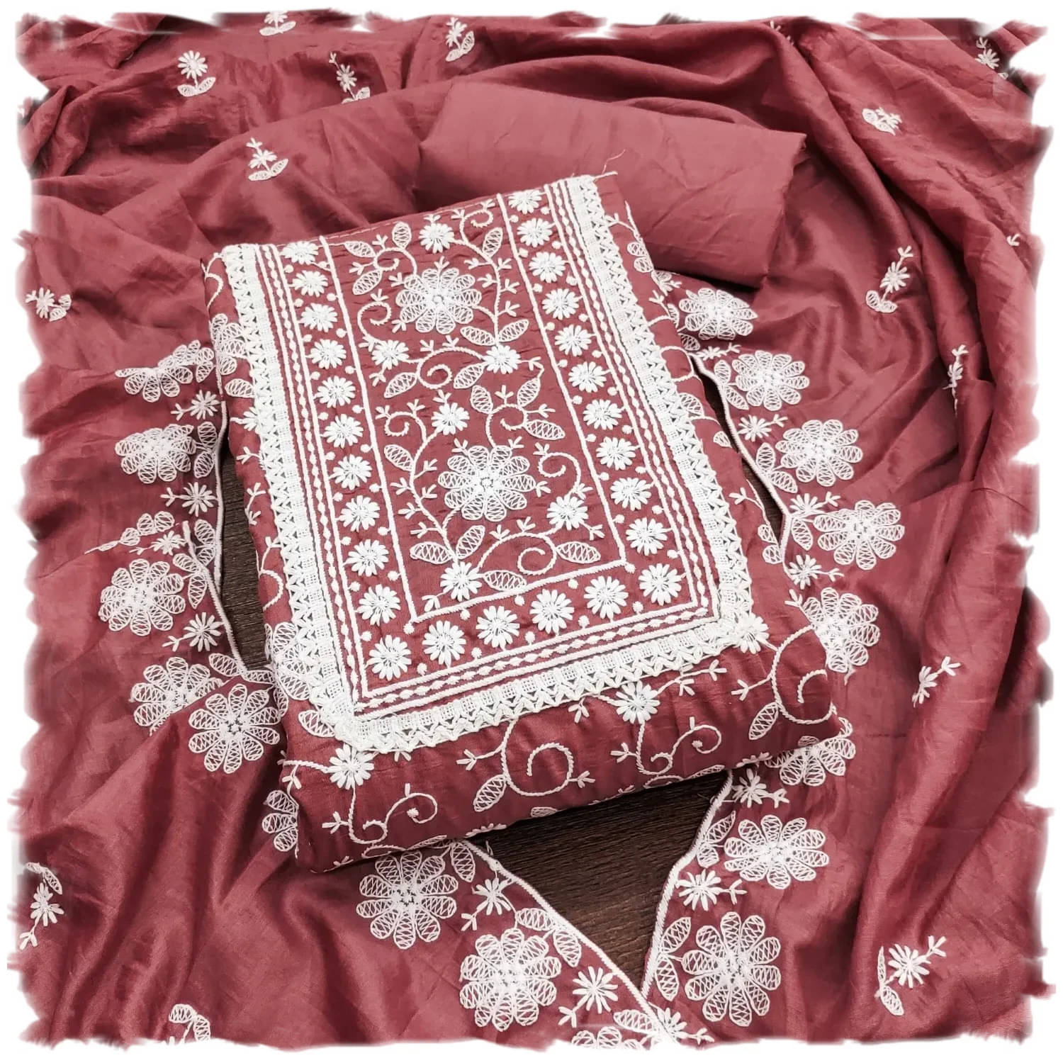     			Panbai sarees Women Silk Unstitched Dress Material ( Pink )