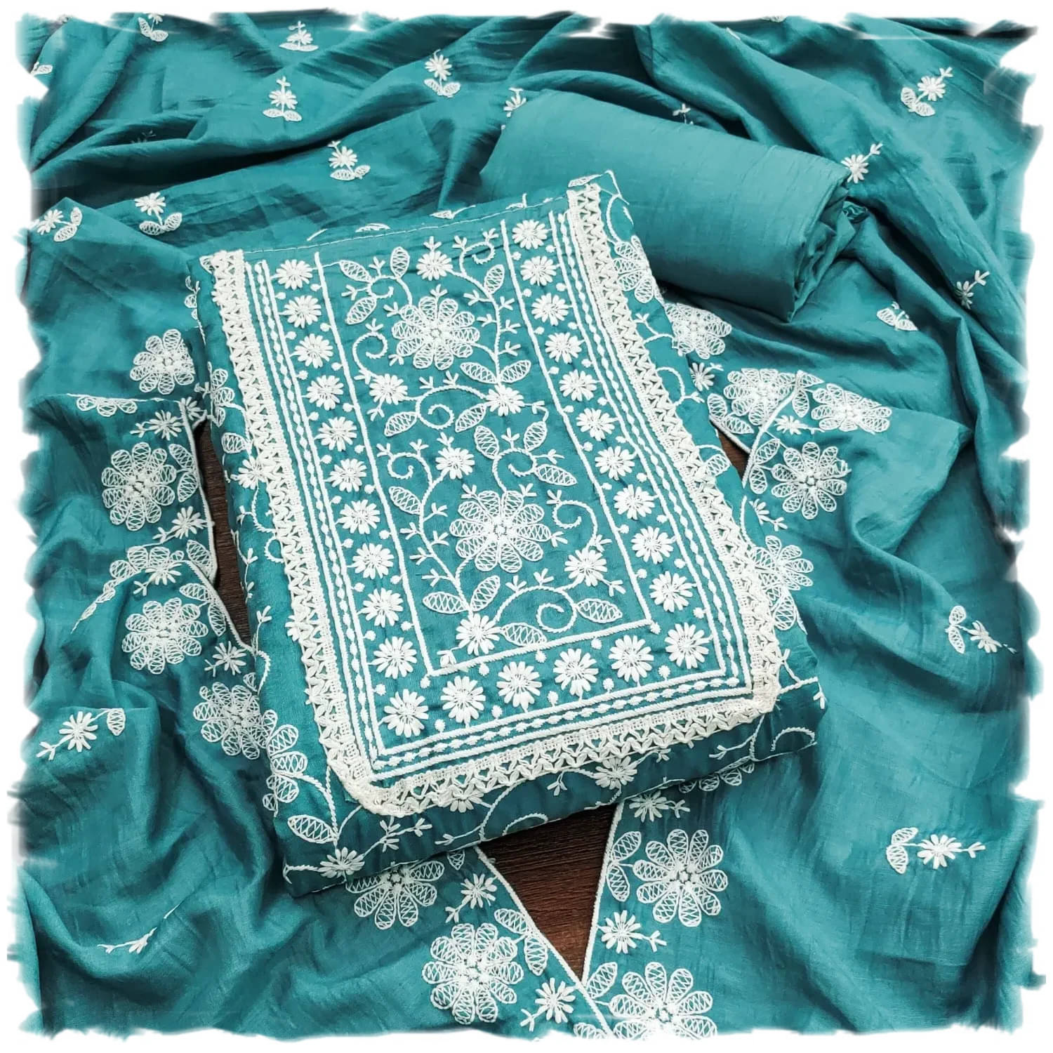 Panbai sarees Women Silk Unstitched Dress Material ( Blue ) Panbai sarees Women Silk Unstitched Dress Material ( Blue )