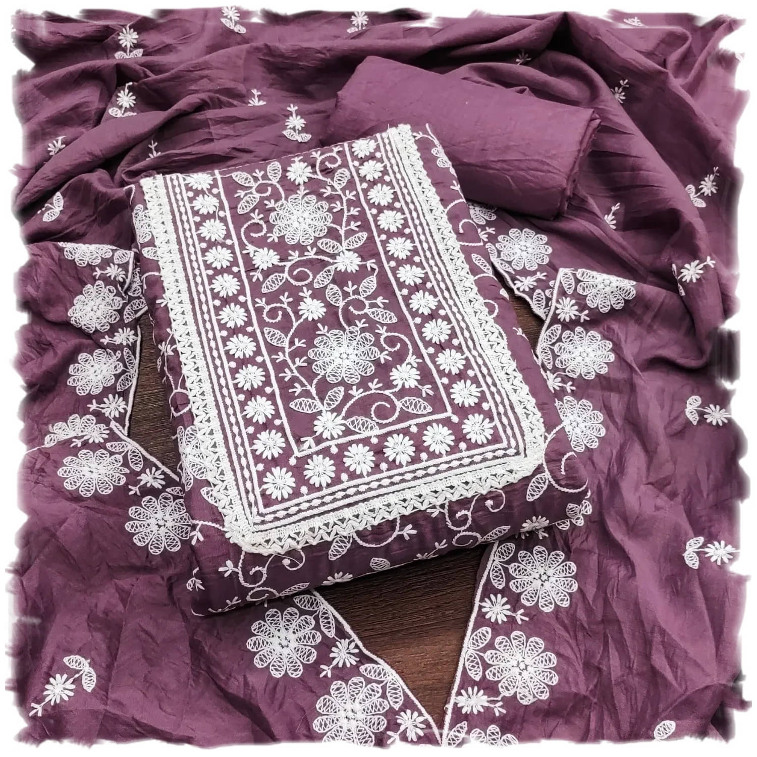     			Panbai sarees Women Silk Unstitched Dress Material ( Lavender )