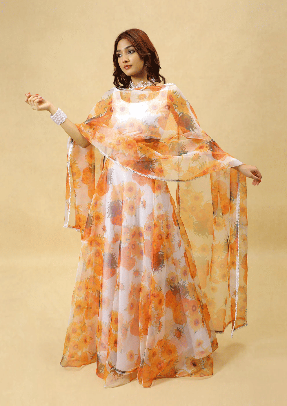 PuriMaa Yellow Organza Circular Semi Stitched Lehenga Single PuriMaa Yellow Organza Circular Semi Stitched Lehenga Single