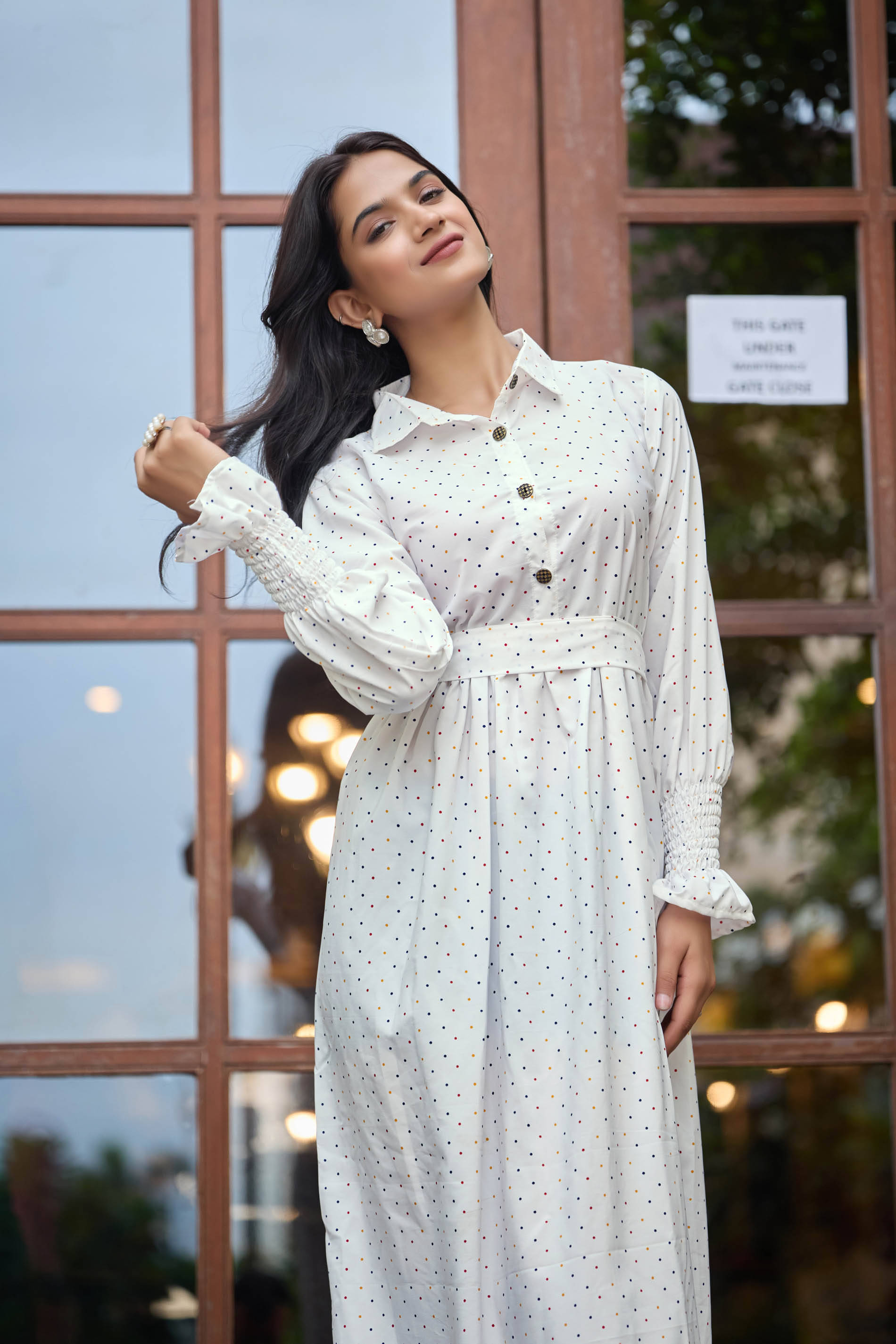 SARINKU Women Crepe Anarkali Stitched Ethnic Gown ( White ) SARINKU Women Crepe Anarkali Stitched Ethnic Gown ( White )