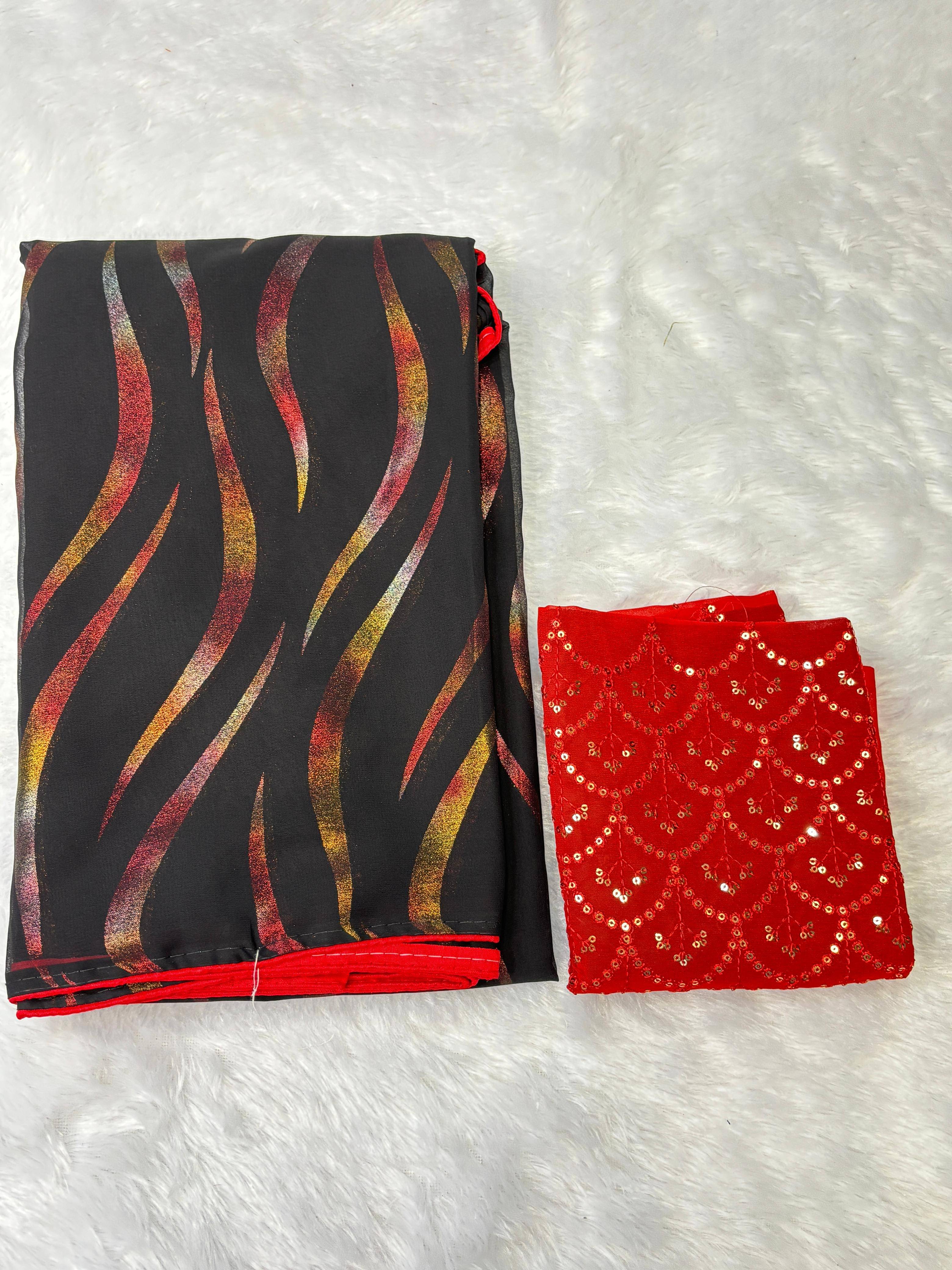     			SHRIMORI Silk Blend Embellished Tant Saree With Unstitched Blouse Piece ( Black )
