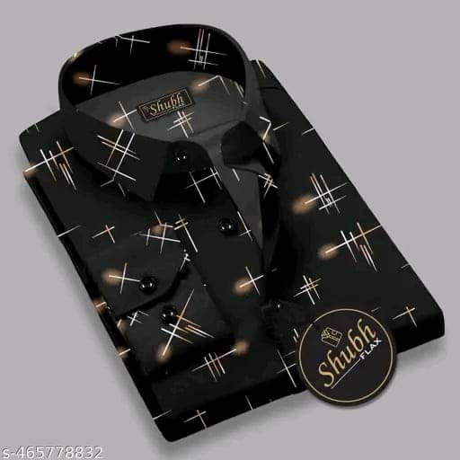 Sangani Poly Cotton Regular Fit Printed Full Sleeves Men's Casual Shirt - Black ( Pack of 1 ) Sangani Poly Cotton Regular Fit Printed Full Sleeves Men's Casual Shirt - Black ( Pack of 1 )