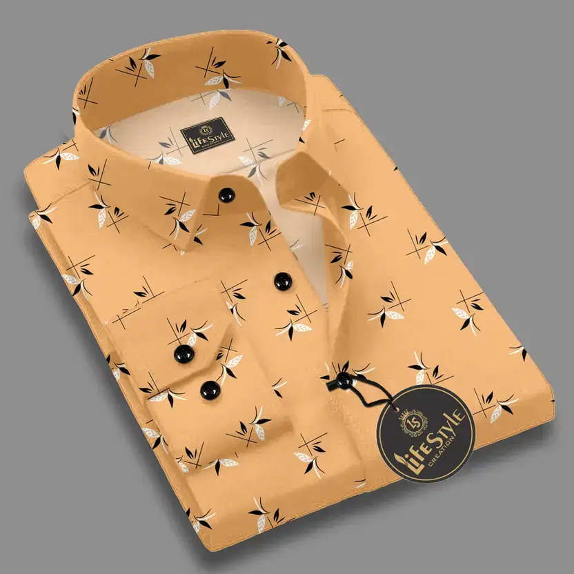 Sangani Poly Cotton Regular Fit Printed Full Sleeves Men's Casual Shirt - Yellow ( Pack of 1 ) Sangani Poly Cotton Regular Fit Printed Full Sleeves Men's Casual Shirt - Yellow ( Pack of 1 )