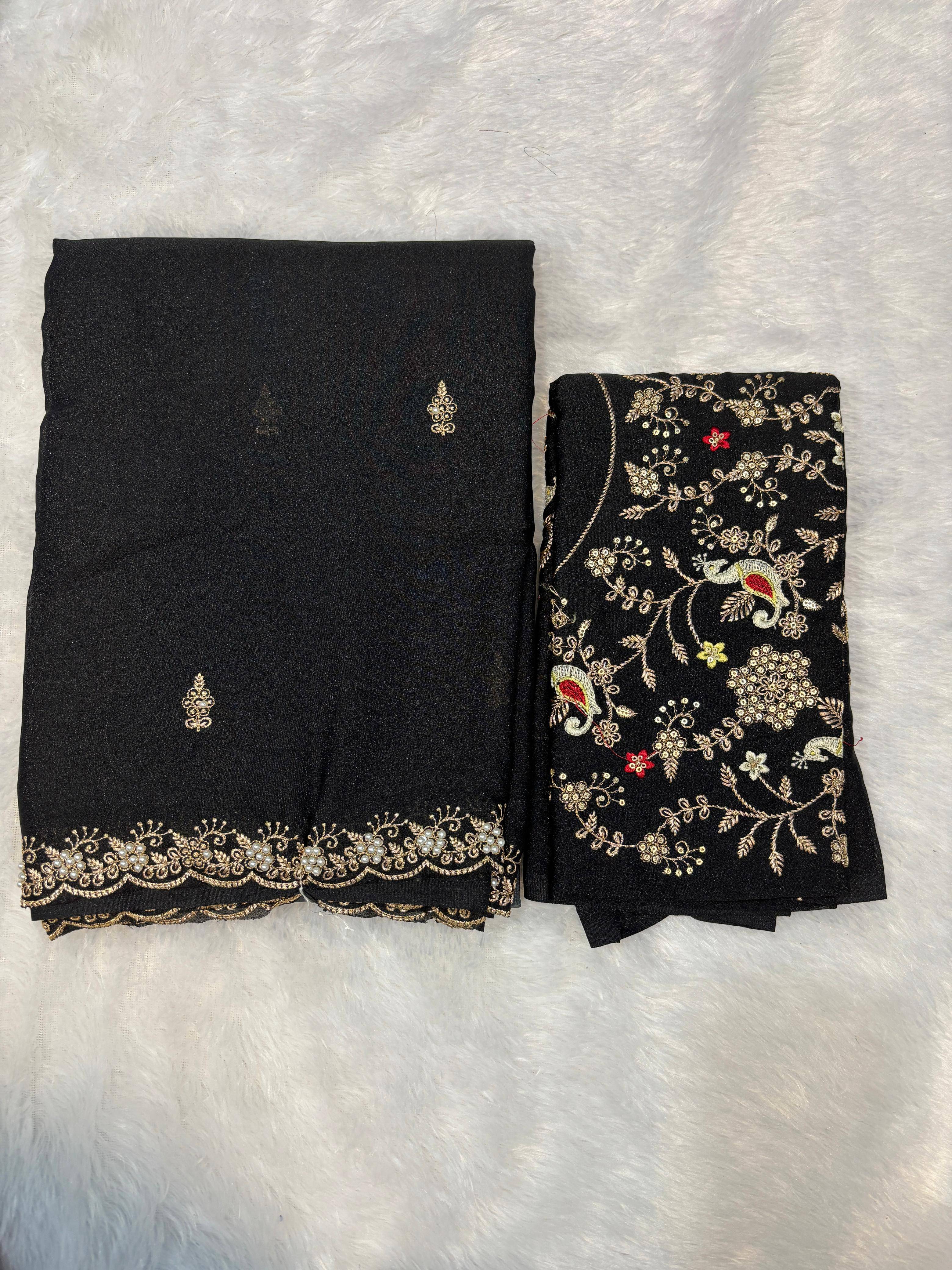     			Sanjana Silk Chanderi Embellished Chanderi saree With Unstitched Blouse Piece ( Grey )