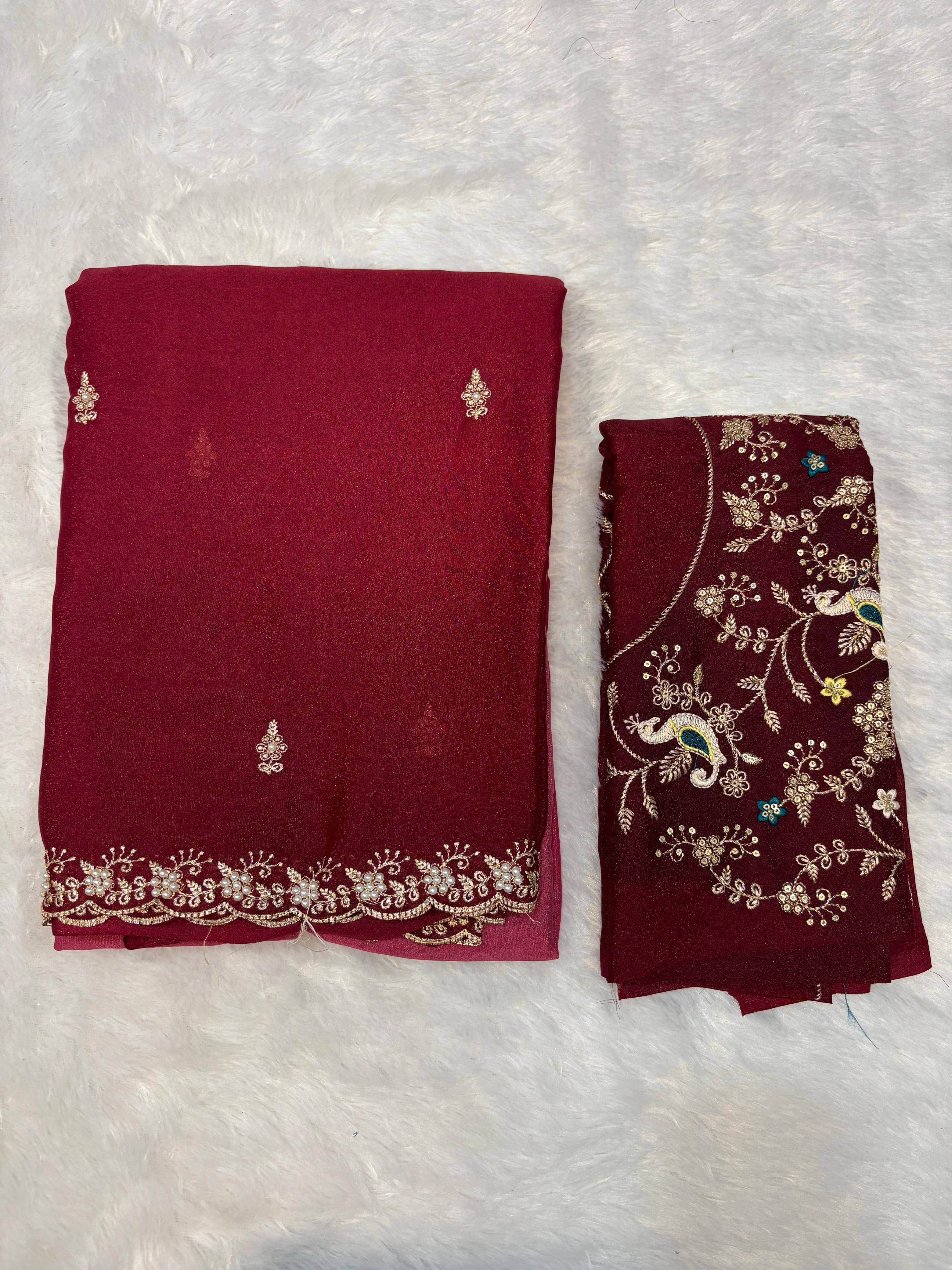     			Sanwariya Silk Chanderi Embellished Chanderi saree With Unstitched Blouse Piece ( Pink )