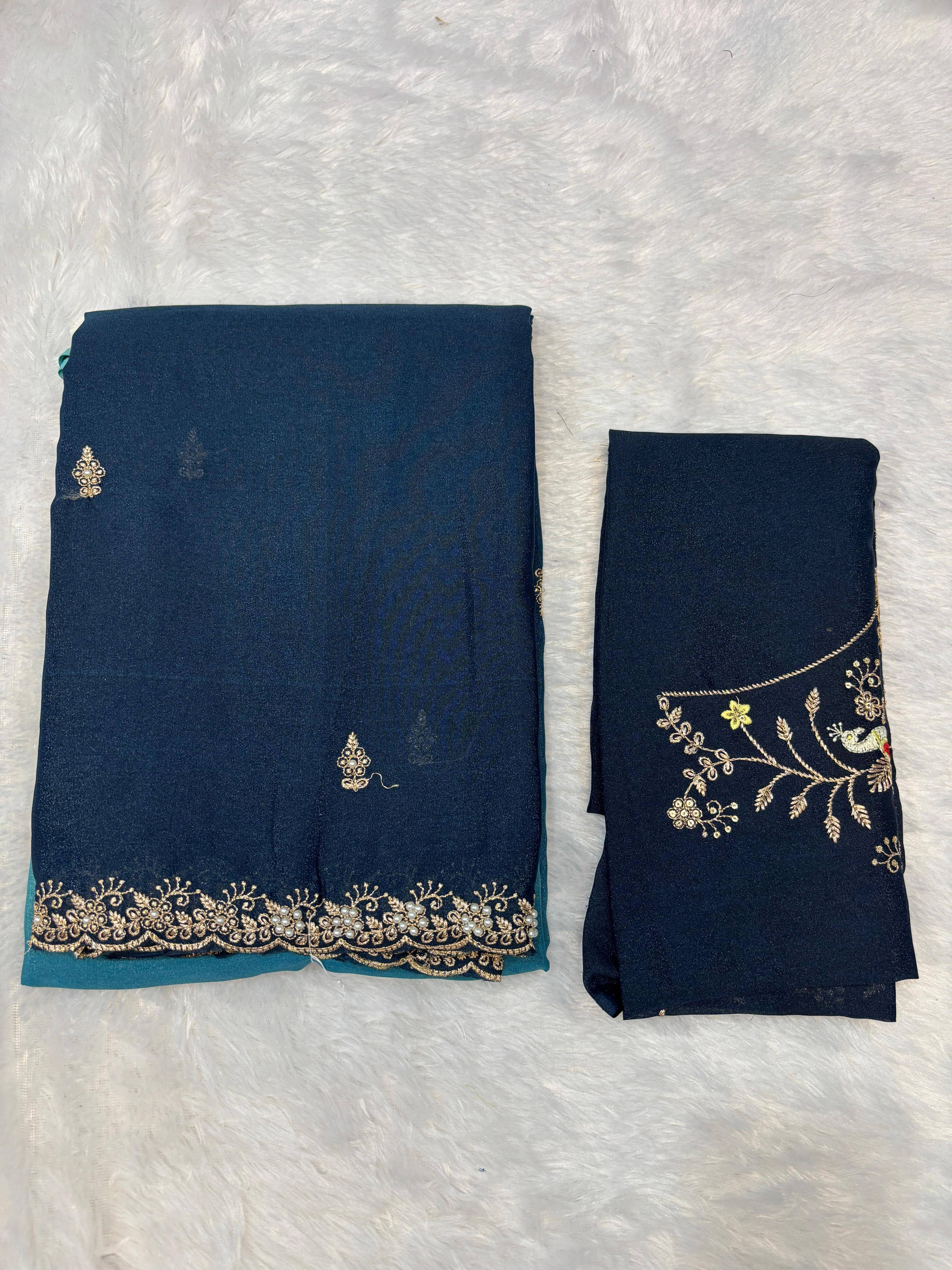     			Sitanjali Lifestyle Chanderi Embellished Chanderi saree With Unstitched Blouse Piece ( Rama )
