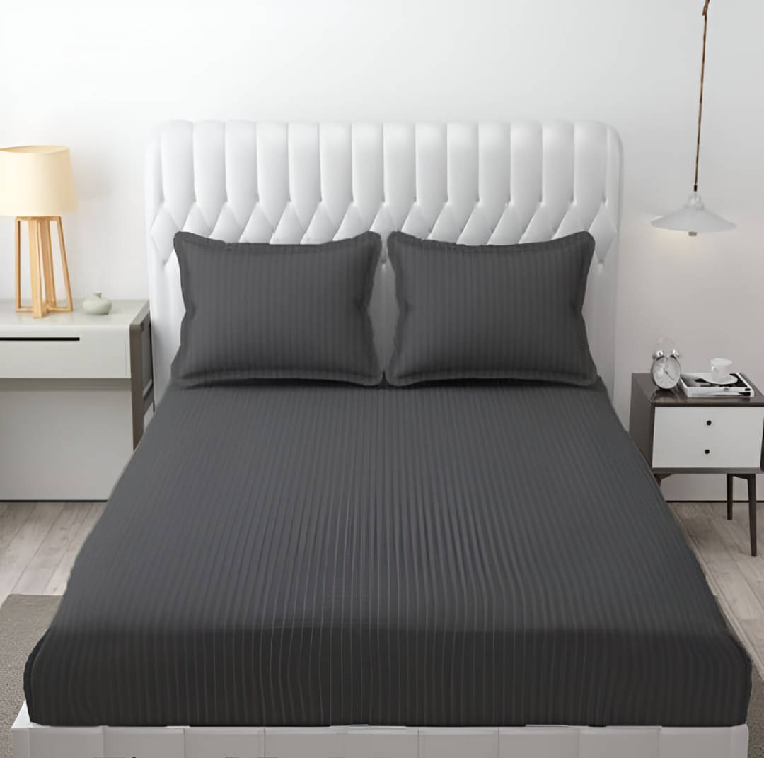     			Sky Tex Satin 1 Double Queen Bedsheet with 2 Pillow Covers ( Grey )