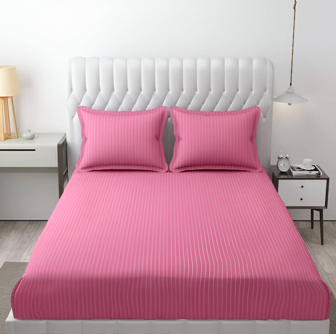 Sky Tex Satin 1 Double Queen Bedsheet with 2 Pillow Covers ( Pink ) Sky Tex Satin 1 Double Queen Bedsheet with 2 Pillow Covers ( Pink )