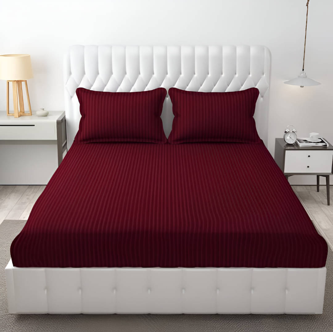 Sky Tex Satin 1 Double Queen Bedsheet with 2 Pillow Covers ( Maroon ) Sky Tex Satin 1 Double Queen Bedsheet with 2 Pillow Covers ( Maroon )