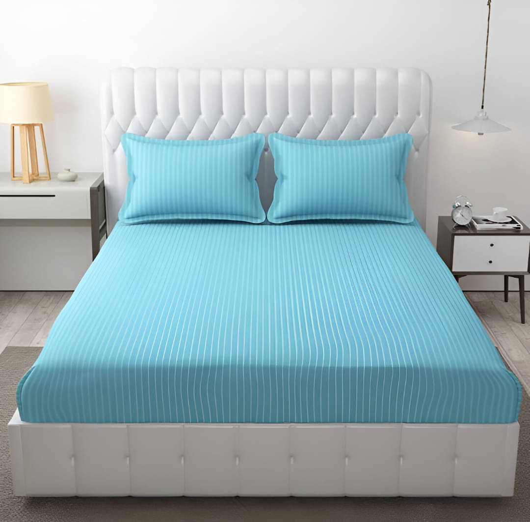 Sky Tex Satin 1 Double Queen Bedsheet with 2 Pillow Covers ( Light Blue ) Sky Tex Satin 1 Double Queen Bedsheet with 2 Pillow Covers ( Light Blue )