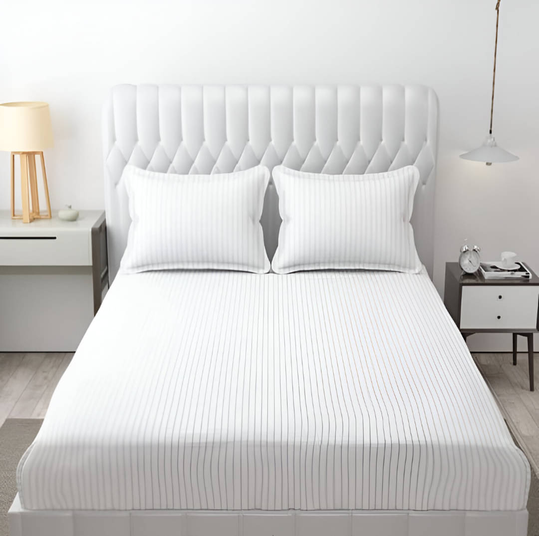 Sky Tex Satin 1 Double Queen Bedsheet with 2 Pillow Covers ( White ) Sky Tex Satin 1 Double Queen Bedsheet with 2 Pillow Covers ( White )