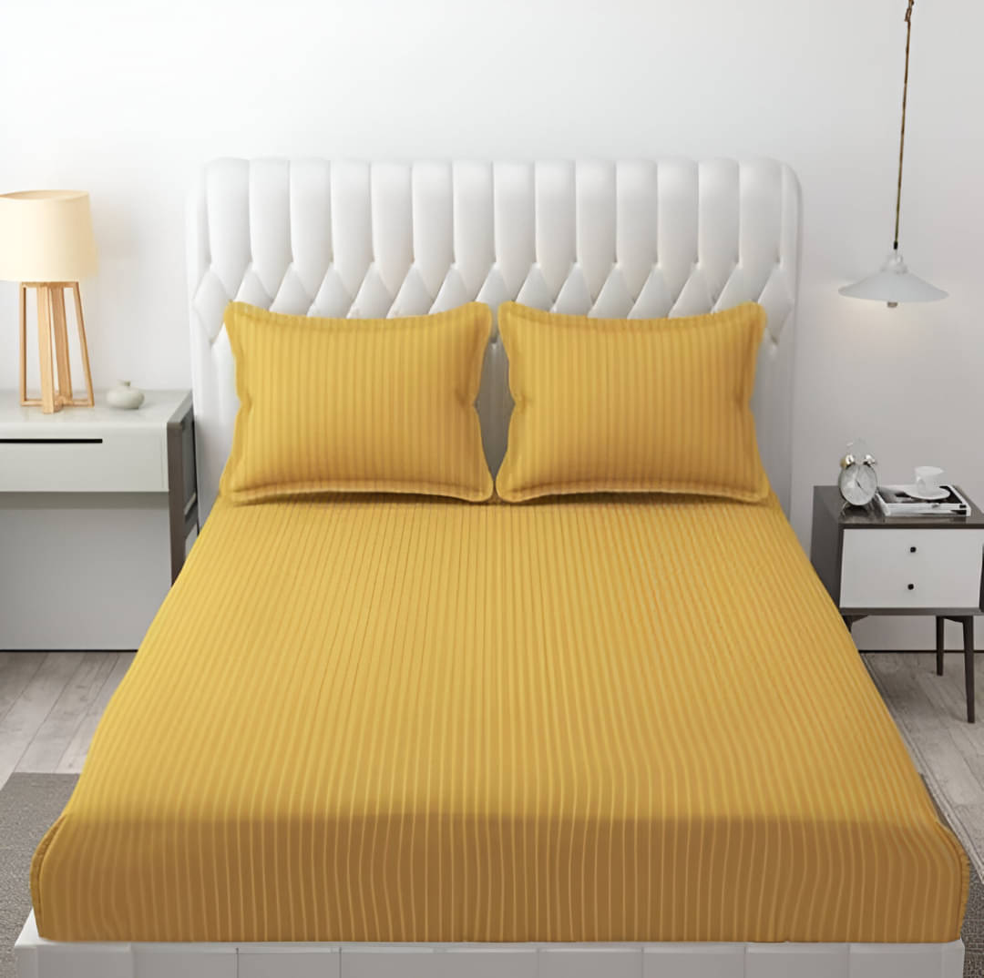     			Sky Tex Satin 1 Double Queen Bedsheet with 2 Pillow Covers ( Yellow )