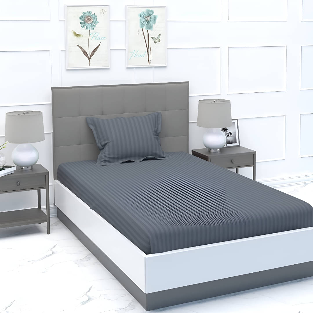 Sky Tex Satin 1 Single Bedsheet with 1 Pillow Cover ( Grey )     			Sky Tex Satin 1 Single Bedsheet with 1 Pillow Cover ( Grey )