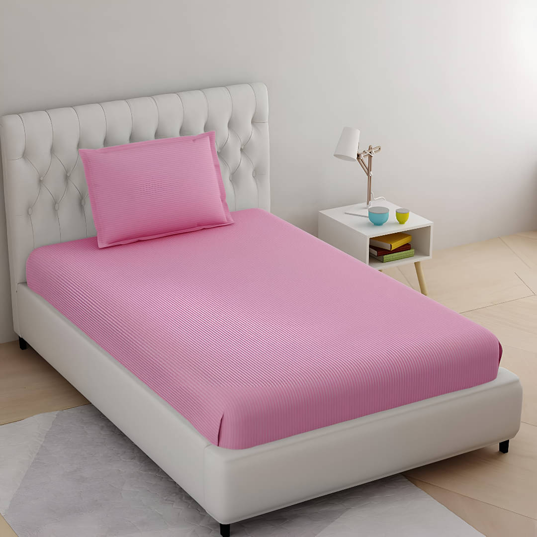 Sky Tex Satin 1 Single Bedsheet with 1 Pillow Cover ( Pink ) Sky Tex Satin 1 Single Bedsheet with 1 Pillow Cover ( Pink )
