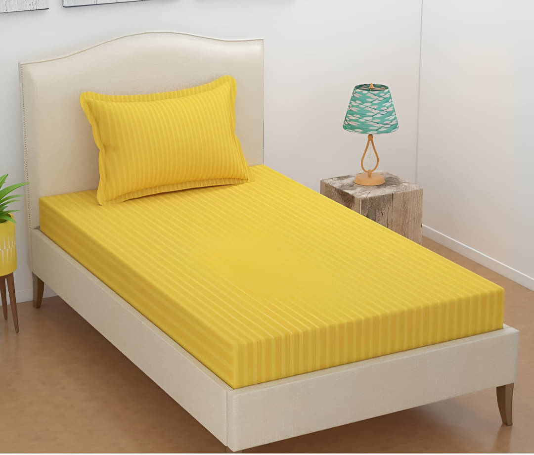 Sky Tex Satin 1 Single Bedsheet with 1 Pillow Cover ( Yellow ) Sky Tex Satin 1 Single Bedsheet with 1 Pillow Cover ( Yellow )